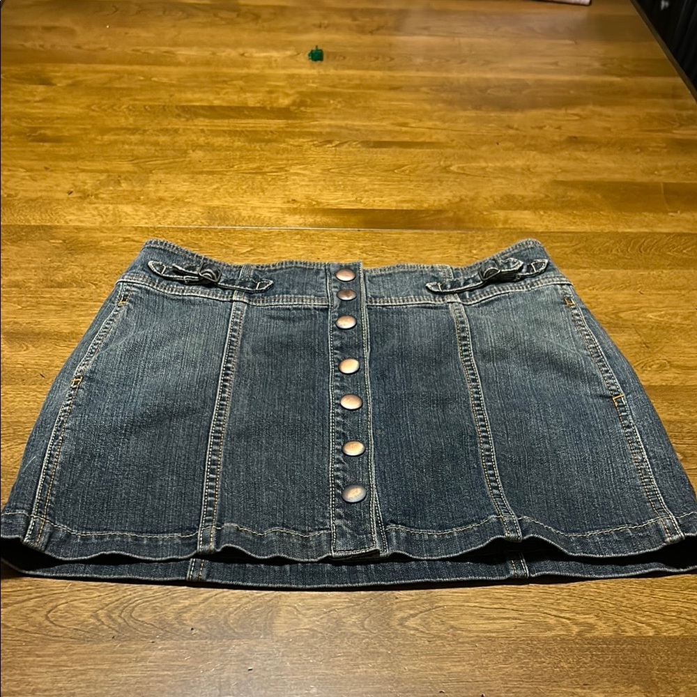 Denim Button-Front Mini Skirt